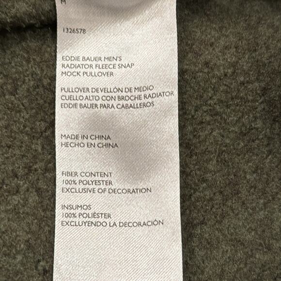 Eddie Bauer Men's Radiator Snap Button Fleece Pullover Green Heather Size M - Picture 8 of 8